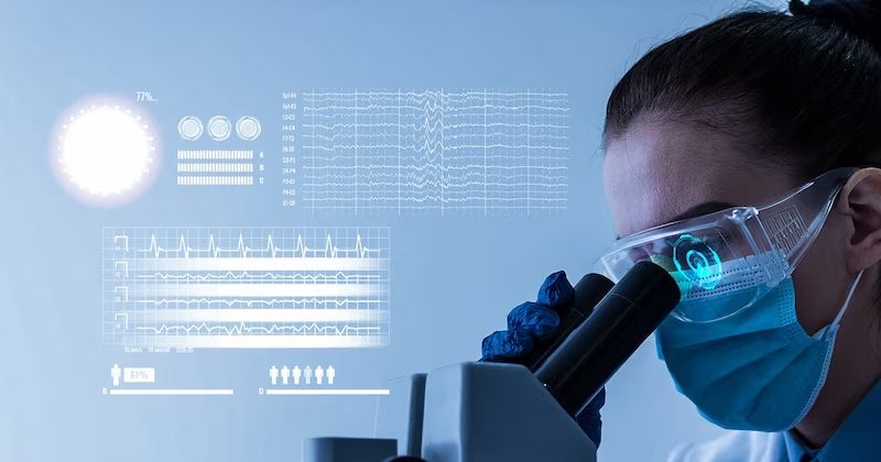 Biotechnology specialist in the laboratory conducting experiments